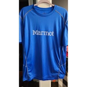 Marmot Mens XL Royal Blue Performance Short Sleeve Hiking T-Shirt Mesh Panels